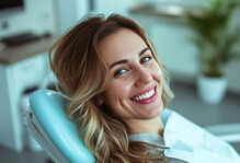 smiling, relaxed female dental patient